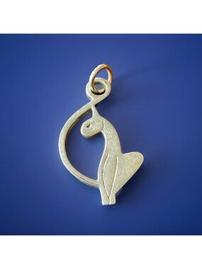 Y2K Vintage Baby Phat Cat Silver-Tone Metal Cut Out Pendant